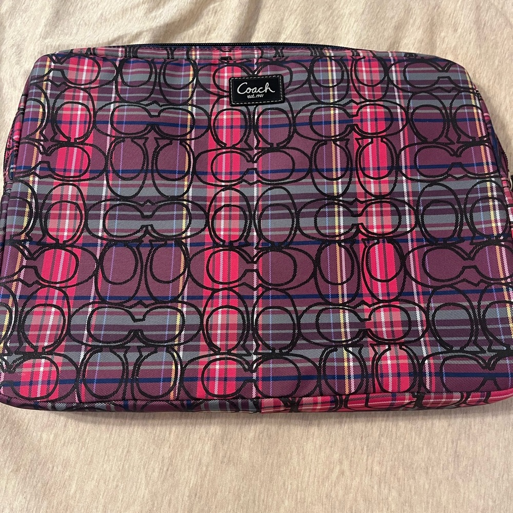 Coach Pink Plaid Laptop Case